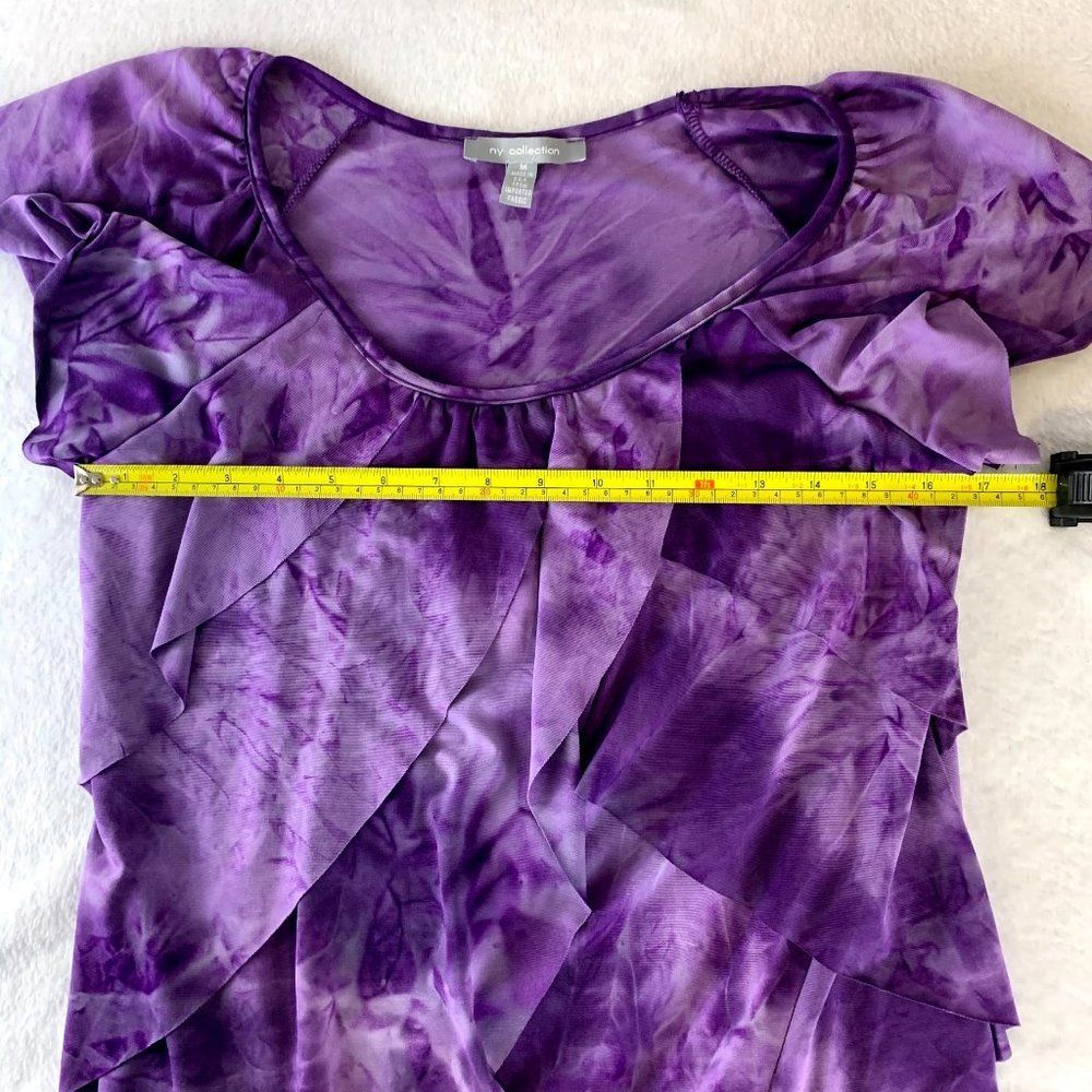 ❤️ NY Collection Short Sleeve Ruffle Top Womens M - Picture 6 of 6